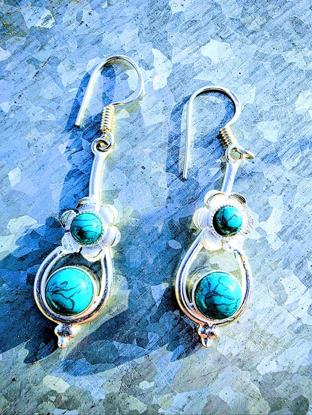 Santa Rosa Turquoise Earrings In 925 Sterling Silver (2")